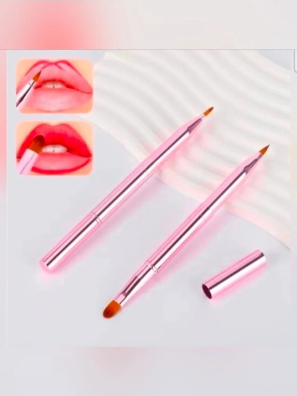 Pink Retractable Dual Sided Lip Brush- Pointed & Rounded Tips BNIB